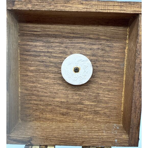 Vtg Decatur Finger Jointed Wooden Humidor Aztec Clay Moistener 6 Pipe Holder - Picture 5 of 11